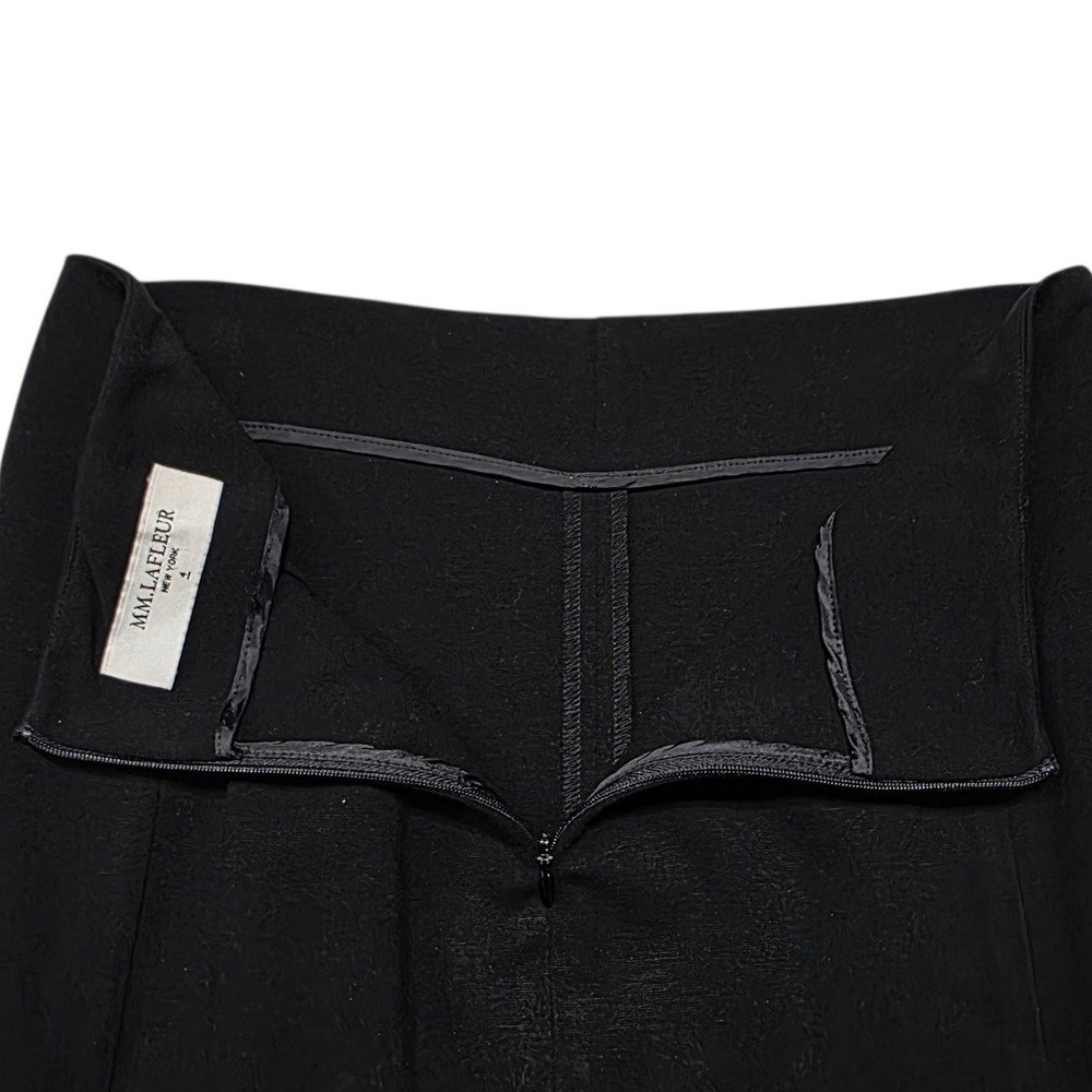MM.LaFleur Noho Skirt Women 4 Black Viscose Textured Front Vent Pencil - Picture 5 of 9